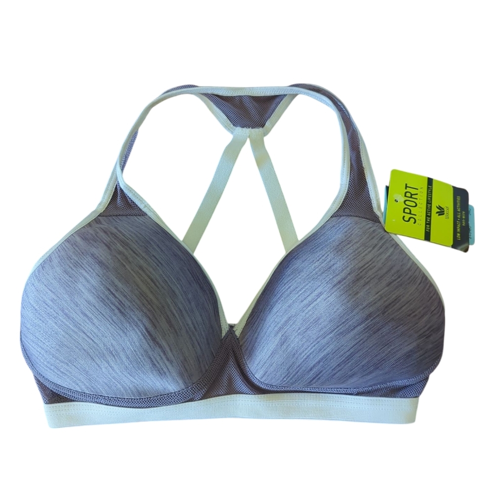 NWT Wacoal Sport Mesh Non-Wire T-Back Racerback Sports Bra 34C Purple Gray
